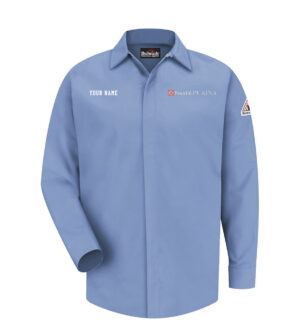 Nestle Clinton Long Sleeve 100% Cotton FR Button Up Work Shirts REGULAR-Light Blue