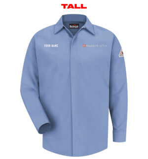 Nestle Clinton Bulwark FR Concealed-Gripper Pocketless Shirt LONG  -Light Blue