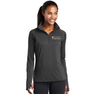 Nestle St Joseph Sport-Tek Ladies Sport-Wick Stretch 1/2-Zip Pullover-Charcoal