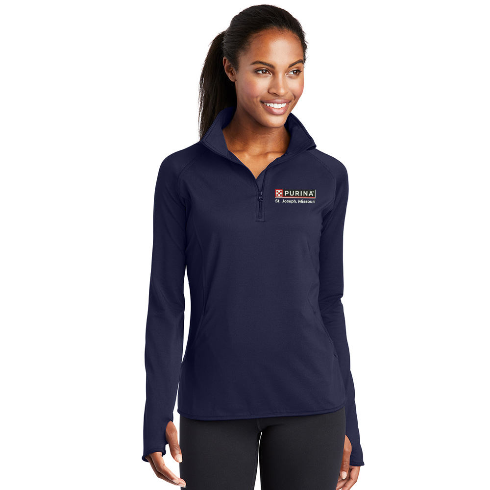 Nestle St Joseph Sport-Tek Ladies Sport-Wick Stretch 1/2-Zip Pullover-Navy