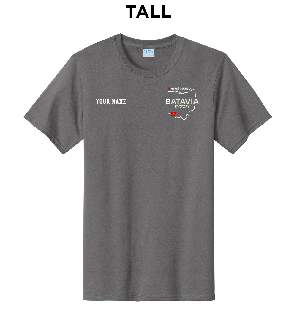 Nestle Batavia Unisex TALL Cotton Short Sleeve Tee-Medium Grey (EMBROIDERY)