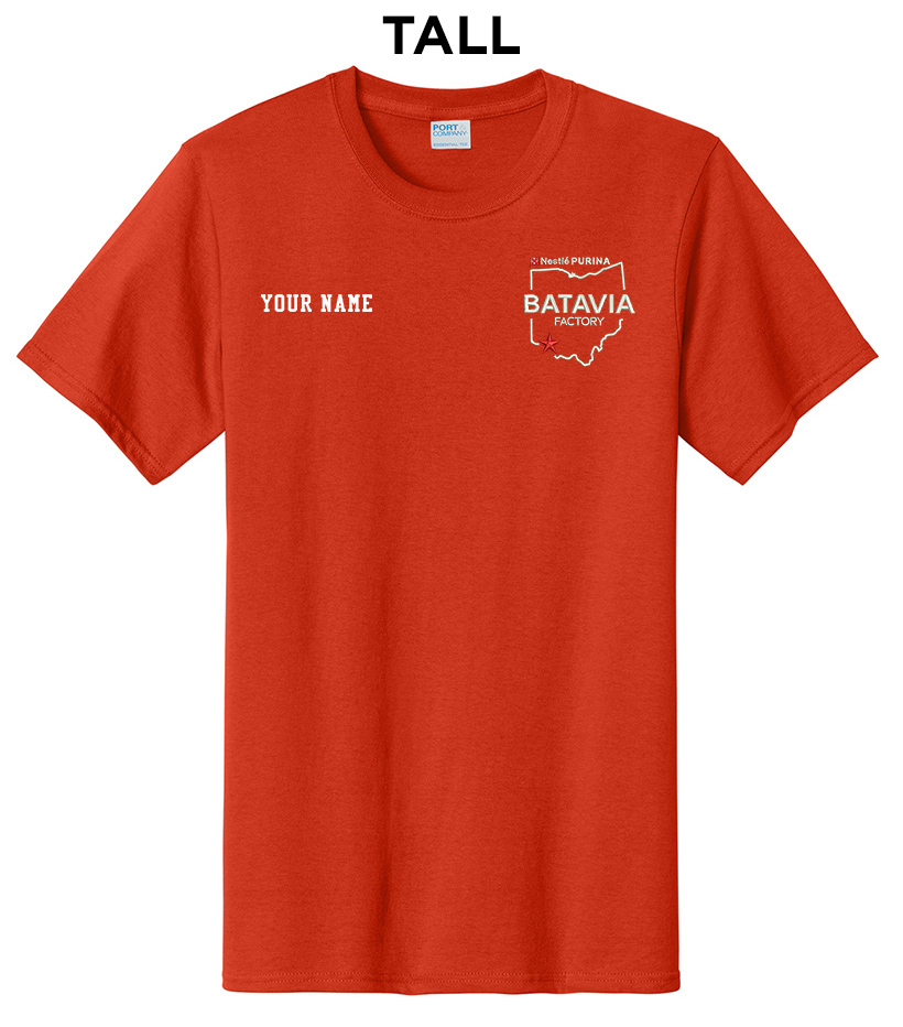 Nestle Batavia Unisex TALL Cotton Short Sleeve Tee- Orange (EMBROIDERY)
