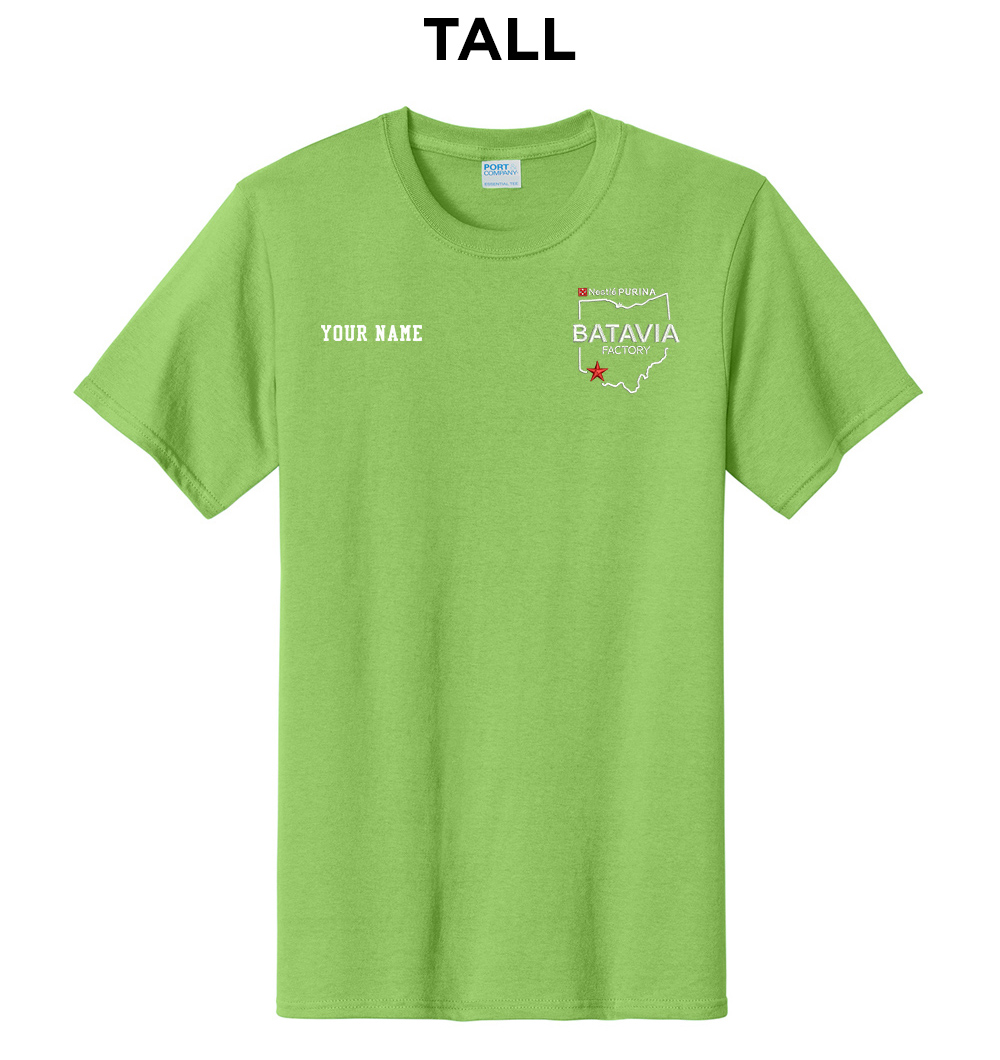 Nestle Batavia Unisex TALL Cotton Short Sleeve Tee-Lime (EMBROIDERY)