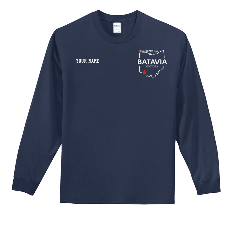 Nestle Batavia Unisex Cotton Long Sleeve Tee-Navy (SCREEN PRINT)