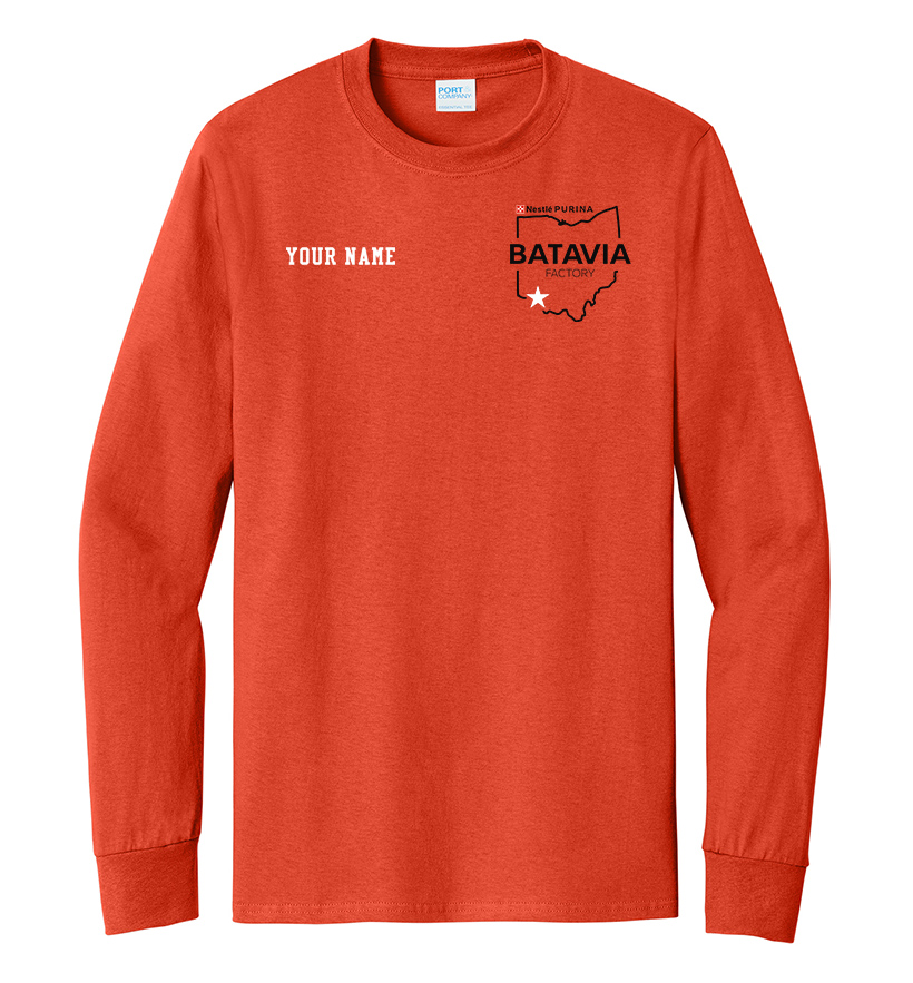 Nestle Batavia Unisex Cotton Long Sleeve Tee-Orange (SCREEN PRINT)