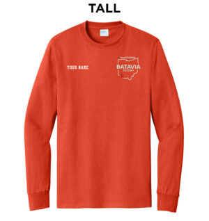 Nestle Batavia Unisex TALL Cotton Long Sleeve Tee-Orange (EMBROIDERY)