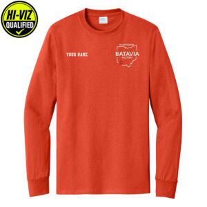 Nestle Batavia Unisex Cotton Long Sleeve Tee-Orange (EMBROIDERY)
