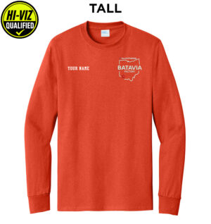 Nestle Batavia  Unisex TALL Cotton Long Sleeve Tee-Orange (EMBROIDERY)