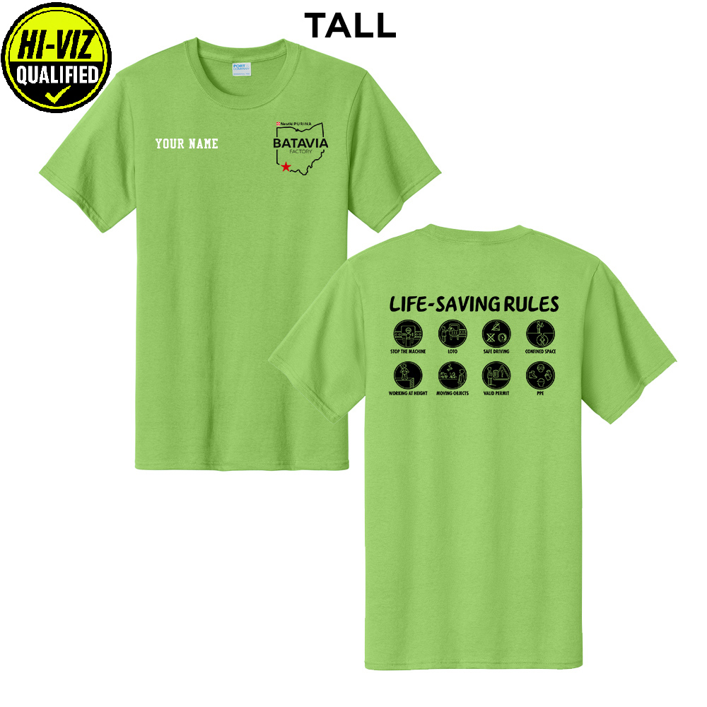 Nestle Batavia Unisex TALL Cotton Short Sleeve Tee-Lime (SCREEN PRINT)