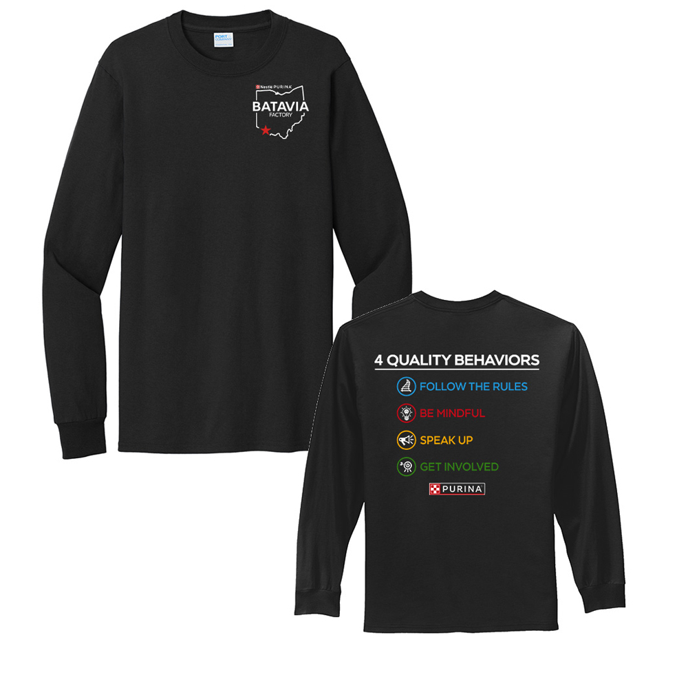 Nestle Batavia Unisex Cotton Long Sleeve Tee-Black (SCREEN PRINT)