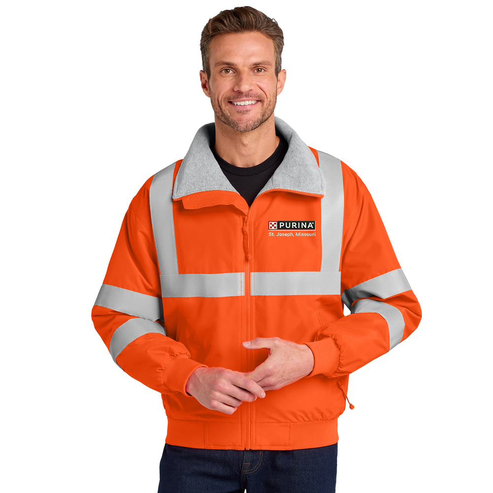 Nestle St Joseph Port Authority Men Enhanced Visibility Challenger Jacket with Reflective Taping-Safety Orange/Reflective